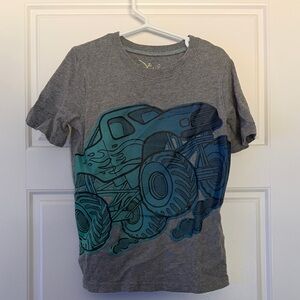 Jumping Beans Gray Tee with Blue and Teal Monster Truck